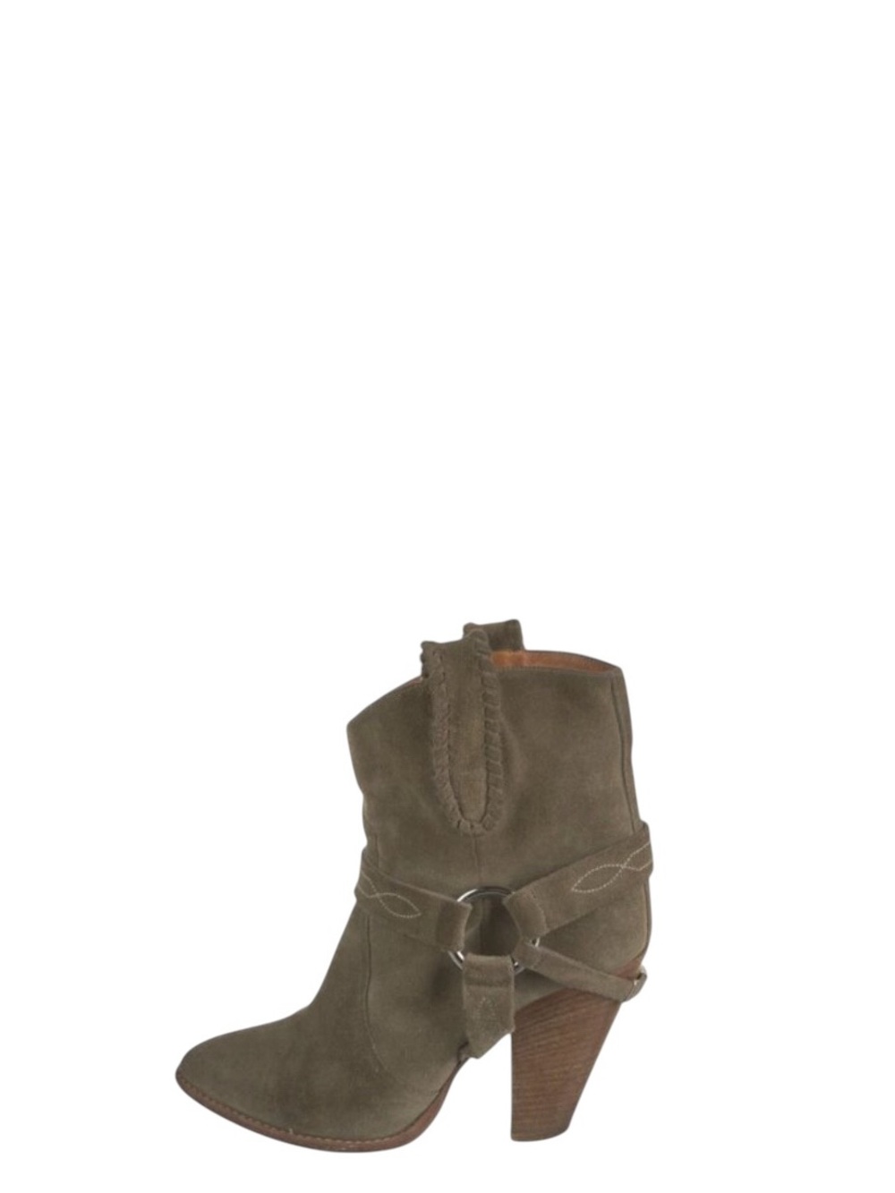 Isabel Marant Etoile Rawson Suede Whipstitch Detail 4" Cuban Heel Ankle Boots